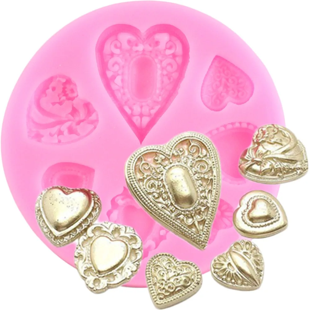 

Mini Gem Heart Shaped Fondant Cake Chocolate Candy Silicone Mold Mould