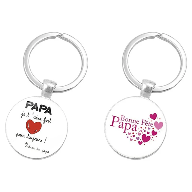 

Happy Father`s Day Keychain 2018 Handmade Silver Color Gift fashionable Keychain Creative Keychains Keychain For Dad