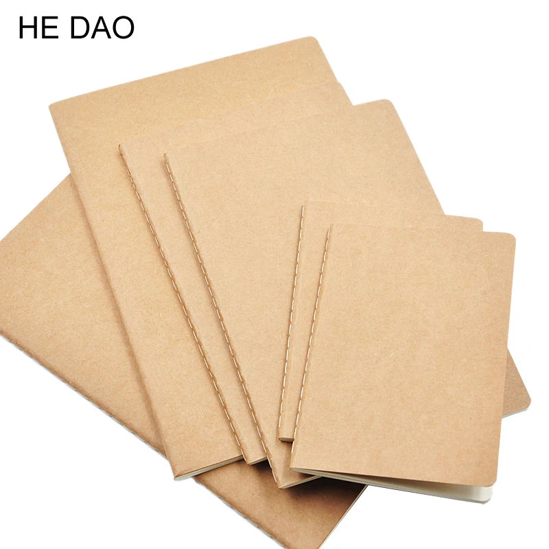 

1Pcs Cowhide Paper Notebook Blank Notepad Book Vintage Soft Copybook Daily Memos Kraft Cover Journal Notebook