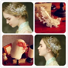 Dower me Stunning Silver Flower Rhinestone Wedding Hair Accessories Bridal Comb Headpiece Handmade Jewelry