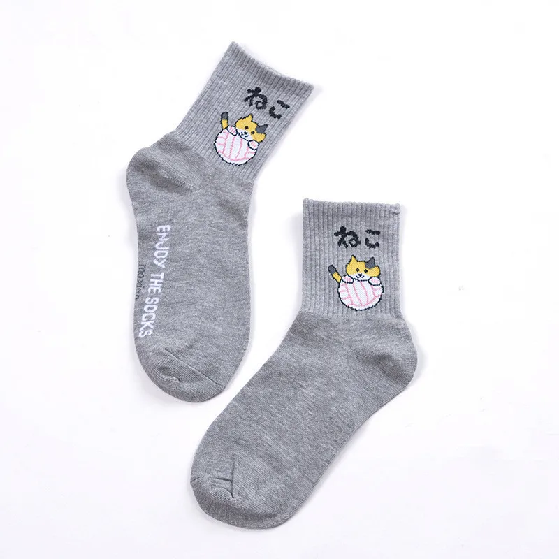 Магазин Crazy Fly 2019 прилив бренд средний палец милый кот носки Для мужчин/Для женщин хлопковые носки с мультяшным рисунком Street модный