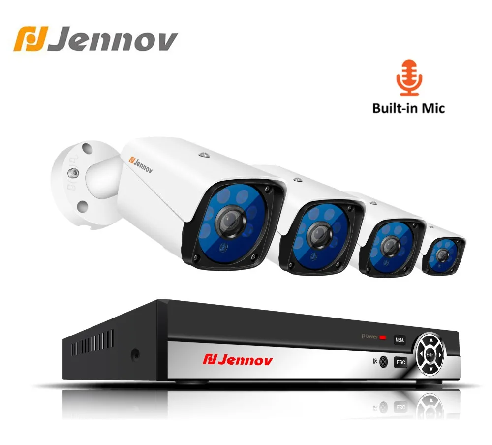 

Jennov 4CH 1080P IP Cam Kit Video Surveillance POE NVR Set Audio System Video Surveillance Outdoor Security Camera System CCTV