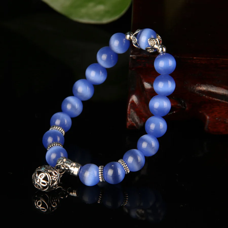 Fanqieliu природный камень опал бусины из бисера браслеты со стразами Модные женские браслеты винтажные серебряные браслеты для женщин FQL923 - Окраска металла: FQL923 Dark Blue