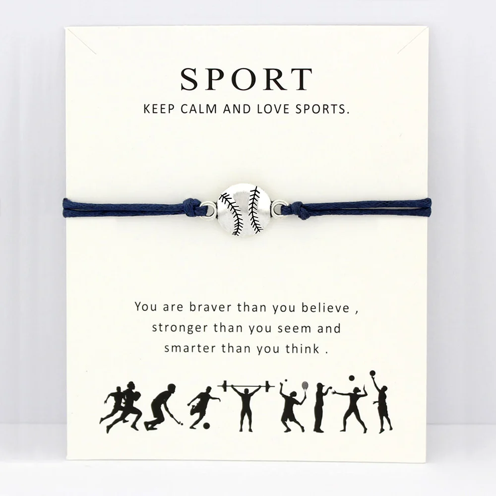 Бейсбол софтбол очарование карты Браслеты Баскетбол Футбол Хоккей Теннис Волейбол Спортивный Jewelry Темно-синие Для женщин Для мужчин подарок