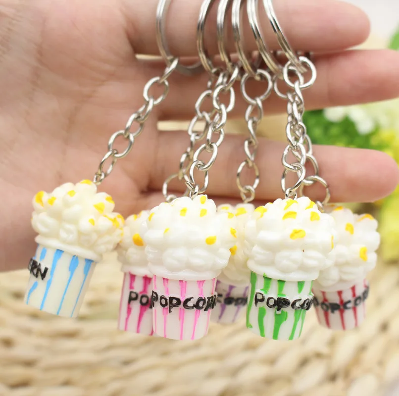 Sweet Resin Popcorn Key Chains Pendant Ornament For Bag Car Keyringin