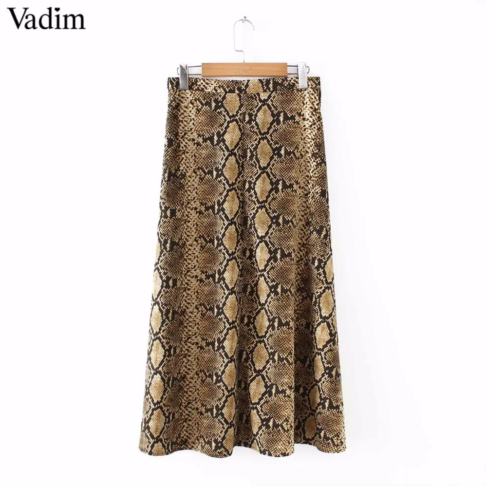 Женское элегантное платье vadim со змеиным принтом миди юбка faldas mujer с боковой молнией, дизайнерская женская Повседневная Уличная одежда, шикарные юбки BA157