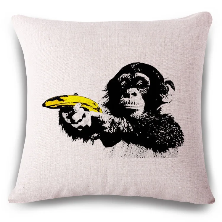 Забавный Чехол на подушку с изображением банана и обезьяны, льняная наволочка для дивана, автокресла, семейный домашний декоративный Чехол на подушку - Цвет: 14