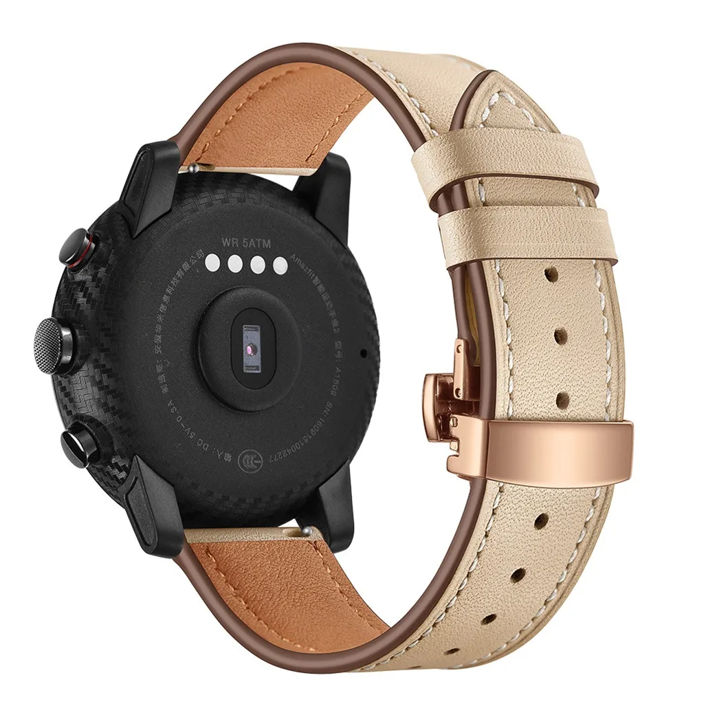 Новая мода прочный Бабочка Пряжка Кожа наручные часы ремешок для AMAZFIT 2/2S 22 мм Прямая поставка