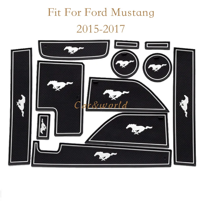 Anti Slip Door Groove Mat For 2015 2016 2017 Ford Mustang Gate Slot Pad Non slip