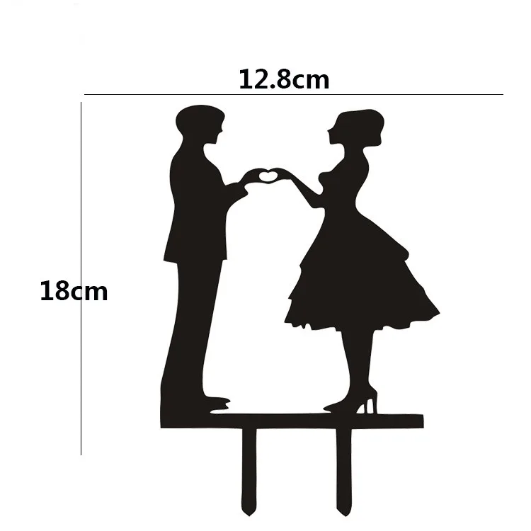 Разные стили черный акриловый свадебный торт флаг Топпер Свадебные флажки для торта для свадьбы юбилей вечерние декор для выпечки торта