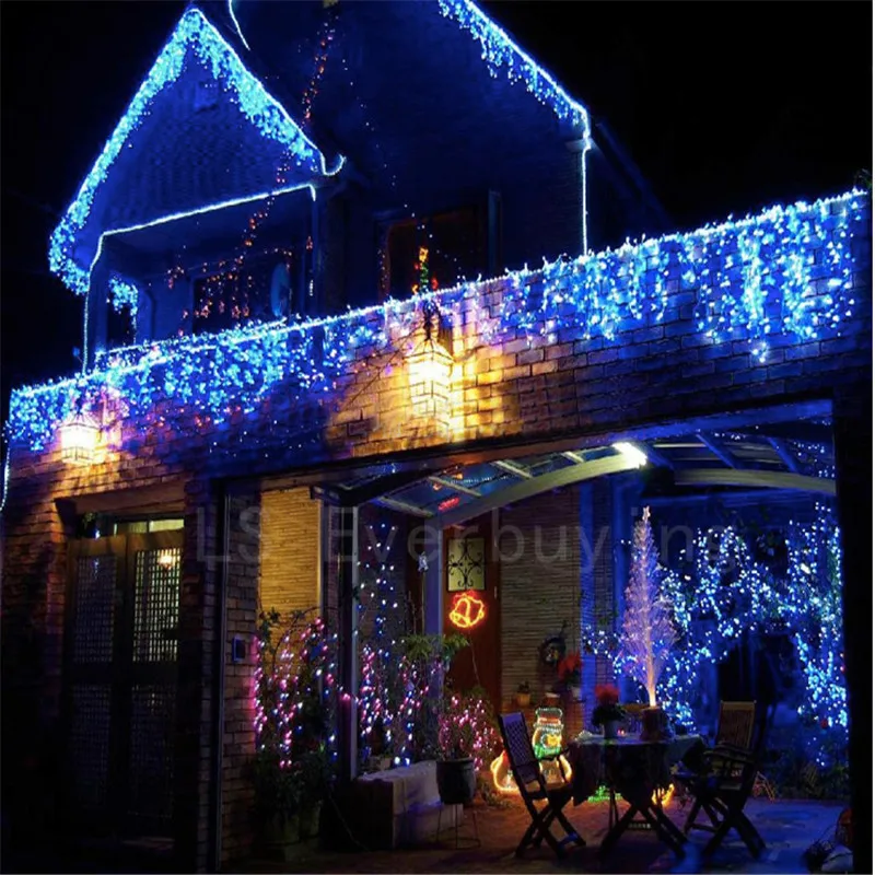 

New Year 3.5M Droop 96 LED Curtain Icicle String Lights 8 Modes Post Christmas New Year Wedding Party Bedroom EU PLUG 110v 220v