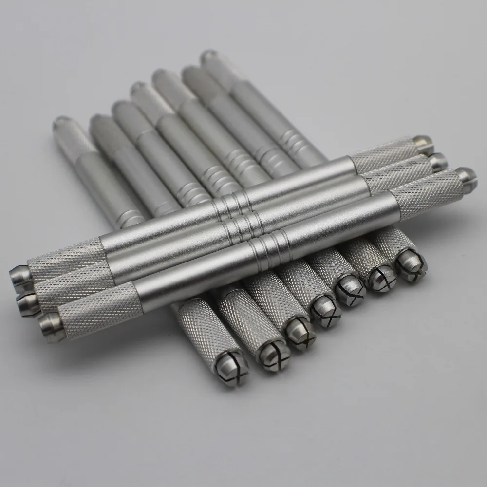 

100Pcs Aluminum Double Head Manual Eyebrow Tattoo Needle Pen Permanent Makeup Microblading Pen For 3D eyebrow embroidery