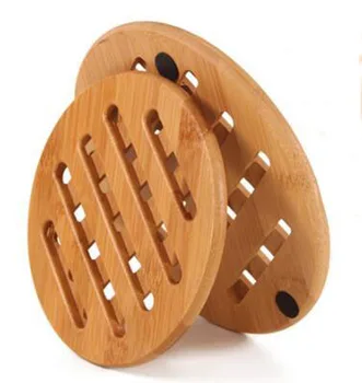 

15CM Bamboo Wood Insulation Mat Anti-Slip Round Cup Coaster Table Pot Mat Kitchen Heat Pad