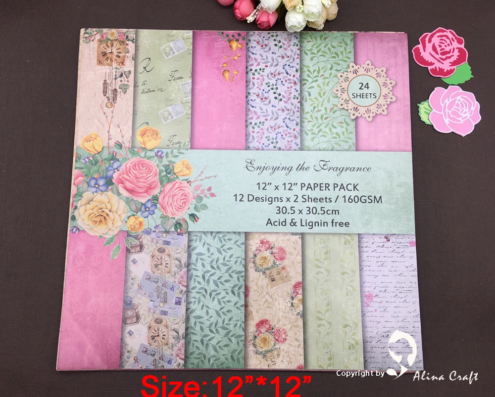 

AlinaCraft 24 sheet 12"X12" Scrapbooking patterned paper pack andmade craft paper craft Background pad