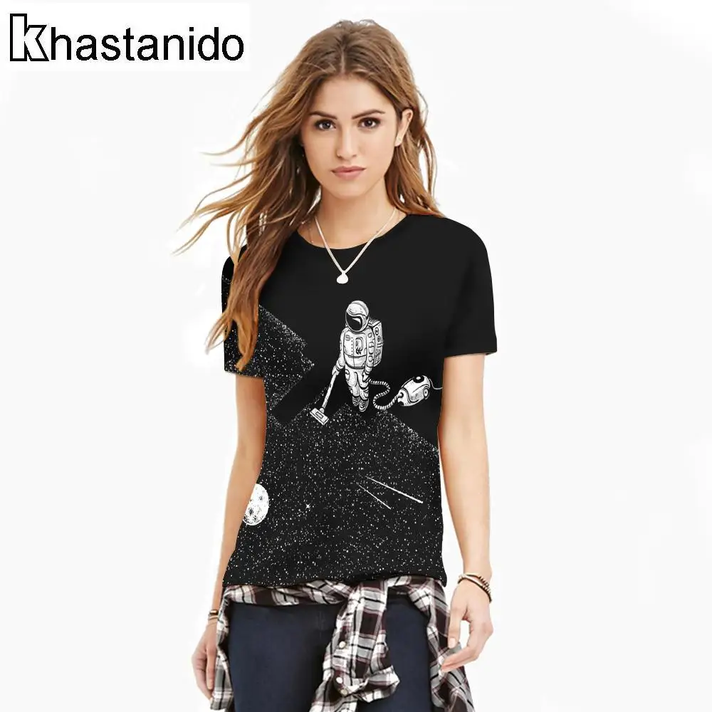 women shirts space cleaner 3d print tshirt short sleeve o neck plus plus size tees