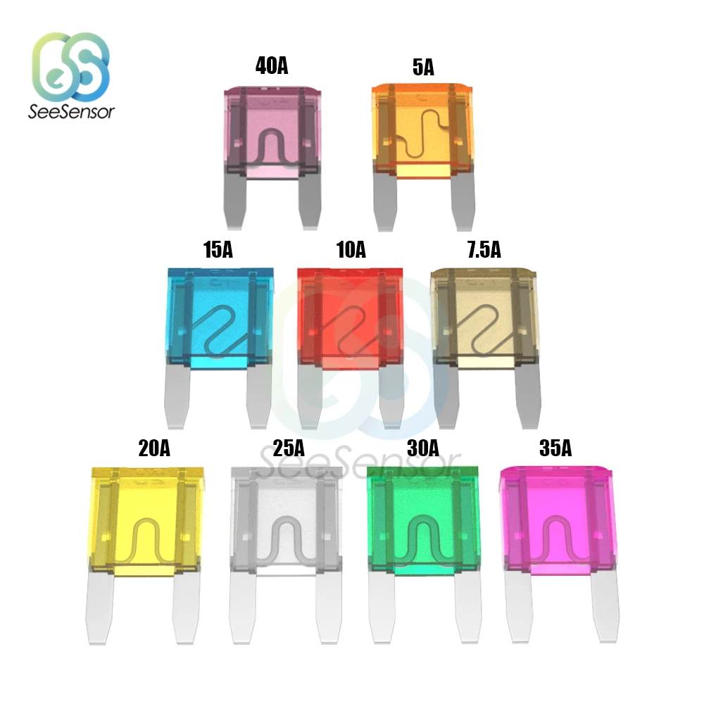 

10pcs Small Size Blade Fuse Zinc Alloy and Plastic Material 5A 7.5A 10A 15A 20A 25A 30A 35A For Auto Car Truck