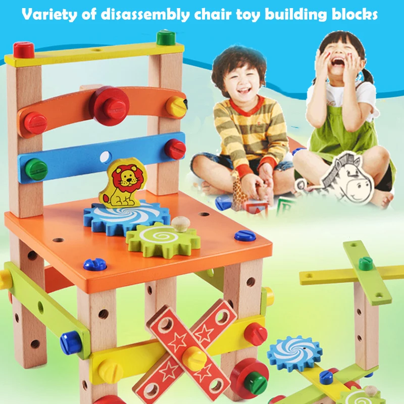 

Assembling Toys Wooden Screw Wooden Chair Safe Material Practice Funny Decor Interesting Primary Color Multicolor Intelligence