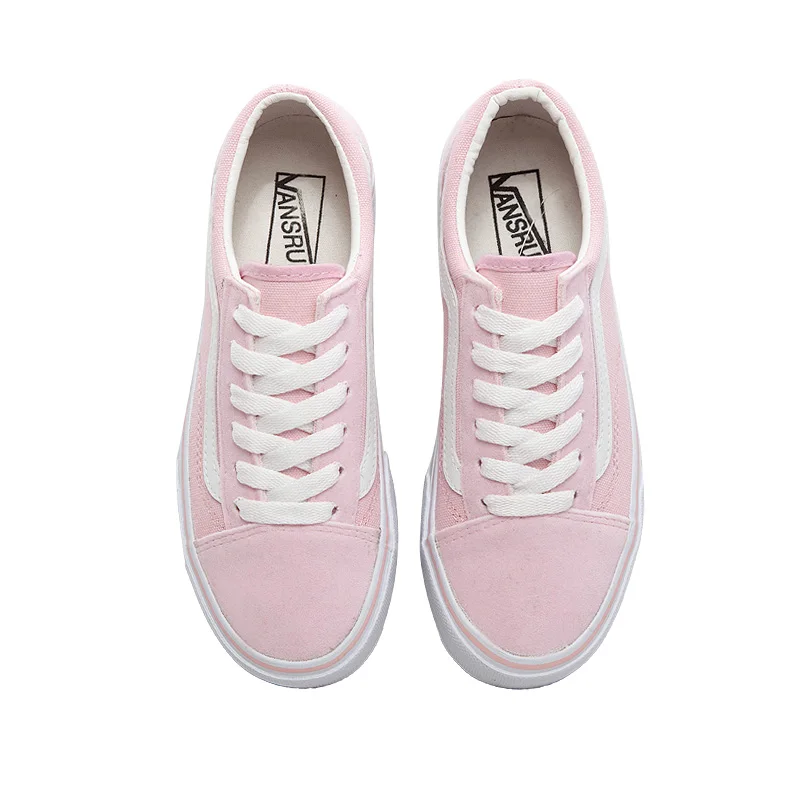 

TRILEINO low-top CLASSICS Old Skool pink female canvas shoes black white Skate shoes Unisex men Women Vulcanized canvas shoes