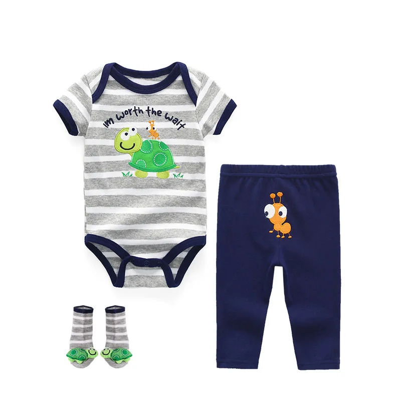 

Newborn Baby girl rompers Short Pants Hat Headband 3pcs Outfits Sets Casual Clothes Toddler Infant Boys Child Clothing Suits