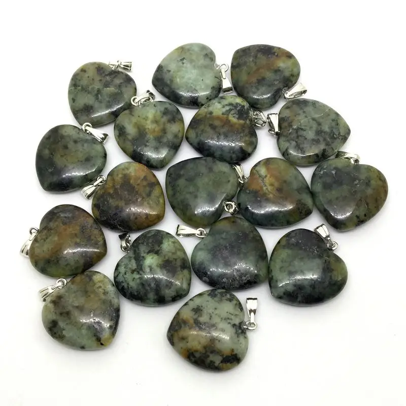 Beadztalk Wholesale Stone Heart Pendant Jewelry Metal Zinc Alloy Charm