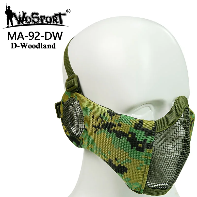 woodland digital Спорт на открытом воздухе Военная Тактическая Маска защитный ударная Металлическая Сетка Airsoft Пейнтбол металлическая маска тактические; на пол-лица Военная маска - Цвет: woodland digital