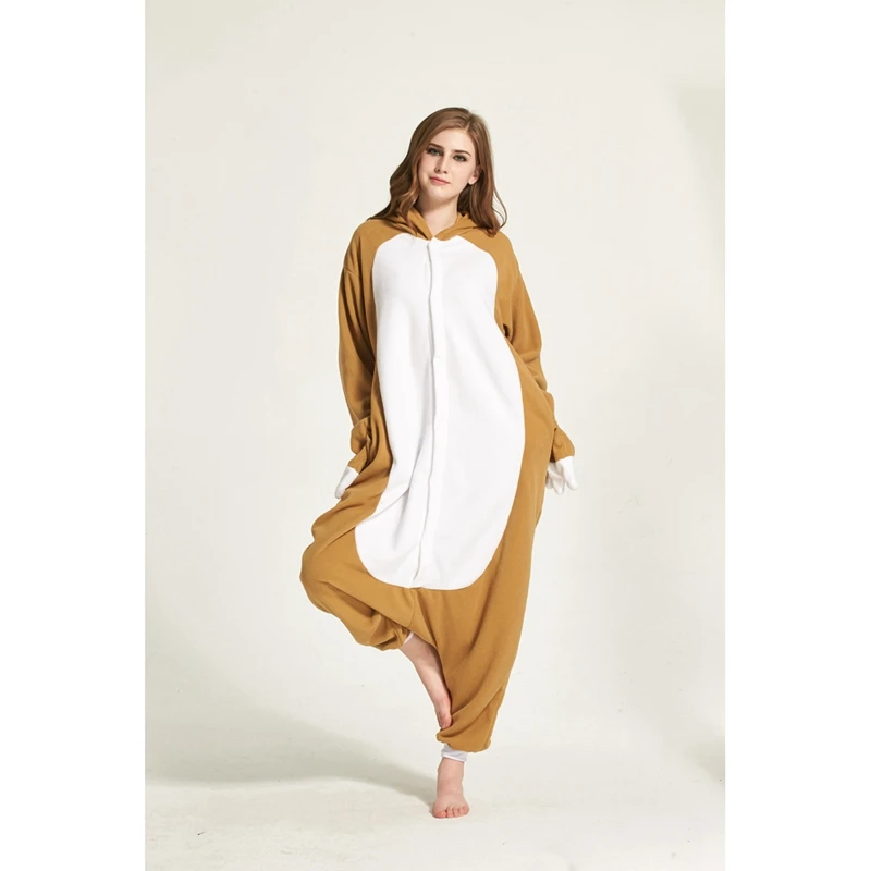 Взрослых Кигуруми Onesie аниме Для женщин костюм лень Хэллоуин Косплэй мультфильм животных пижамы зима теплая с капюшоном пижамы