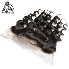 В стиле «Poker Face Индийские человеческие Волосы remy закрытием кружева фронтальной свободная волна 13x4 отбеленные предварительно Pluched