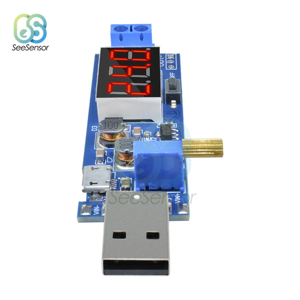 DC-DC 5V to 1.2-24V Micro USB Step UP/Down Power Supply Module Adjustable Boost Buck Converter LED Digital Display