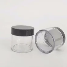 100 шт./лот пустой 30 г круглая пластиковая банка/ногтей горшок для пудры, контейнер для глиттера 30 мл с черной крышкой