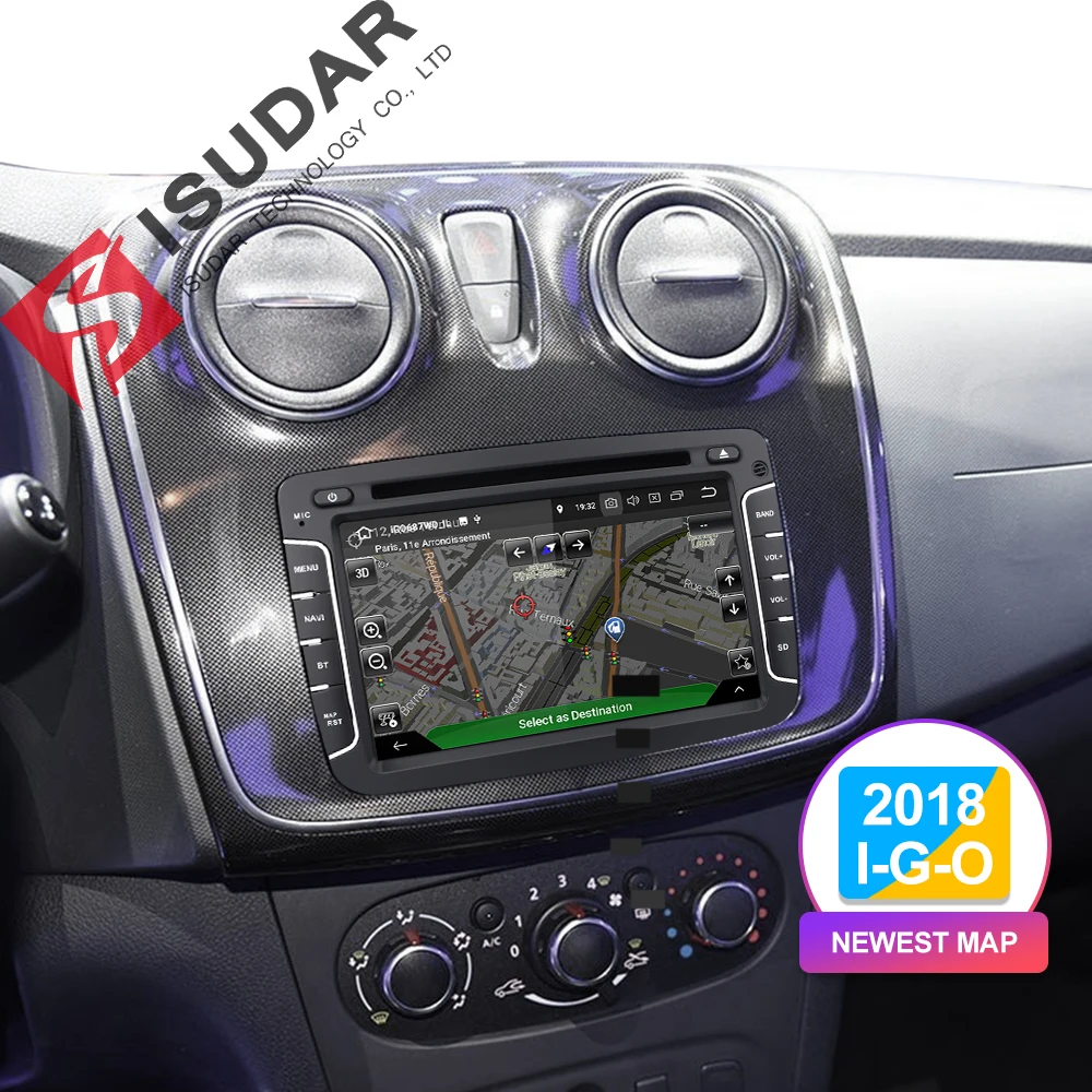 Isudar Car Multimedia player Android 9 Automotivo 2 Din For Dacia/Sandero/Duster/Renault/Captur/Lada/Xray 2/Logan 2 GSP RAM 2G