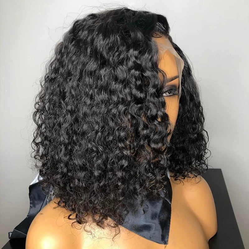 

Curly Lace Front Human Hair Wigs 150% 180% 250% Density 13x6 Brazilian Bob Lace Frontal Wig Pre Plucked Short Venvee Full End