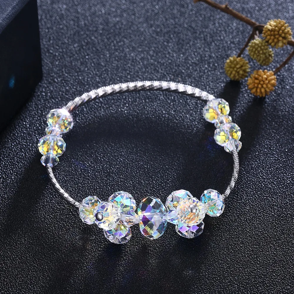 

2018 Simple Design Luxury Silver Color Bracelt For Women Fine Crytal Chain Bangle Crystals from Swarovski Ladies Shining Jewelry
