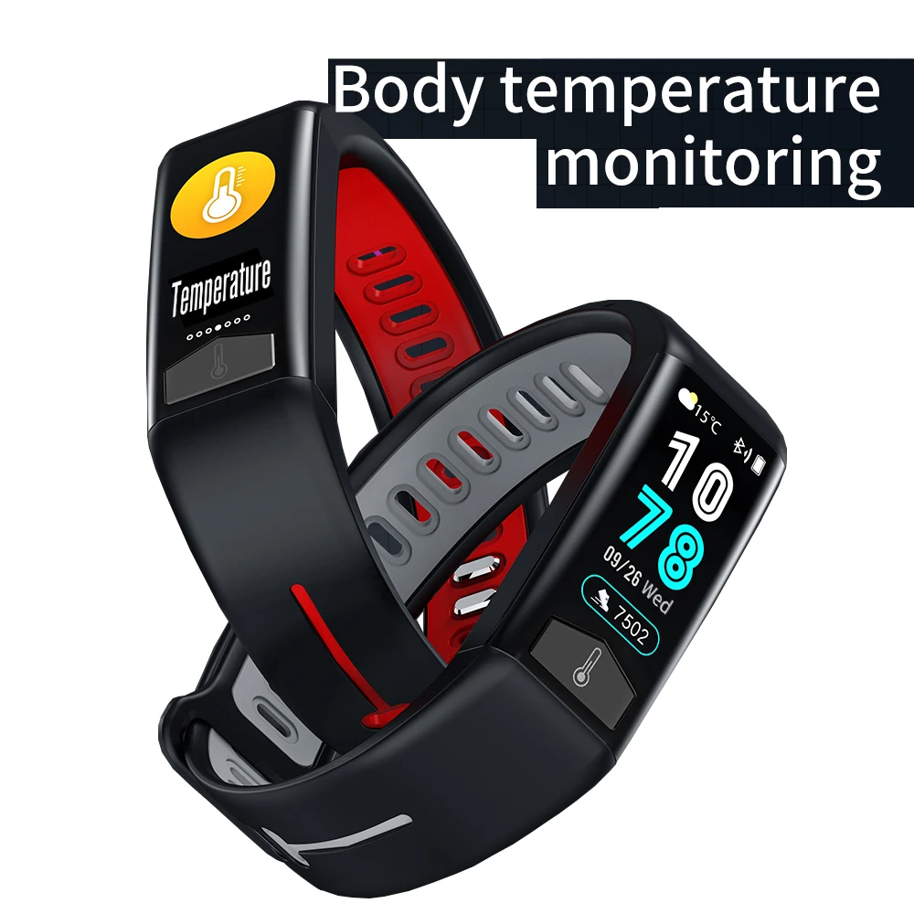 

Fitness Bracelet Smart Band Body Temperature Monitoring IP68 Waterproof Wristband Heart Rate ECG Monitor Music Remote Control