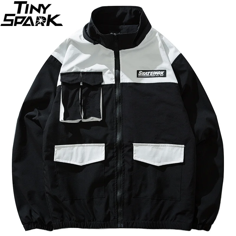 Men Hip Hop Streetwear Hooded Jacket Coat Retro Spring 2019 Harajuku Jacket Windbreaker Color Block Zip Up Track Jacket Hoodie Men Hip Hop Streetwear Hooded Jacket Coat Retro Spring 2019 Harajuku Jacket Windbreaker Color Block Zip Up Track Jacket Hoodie