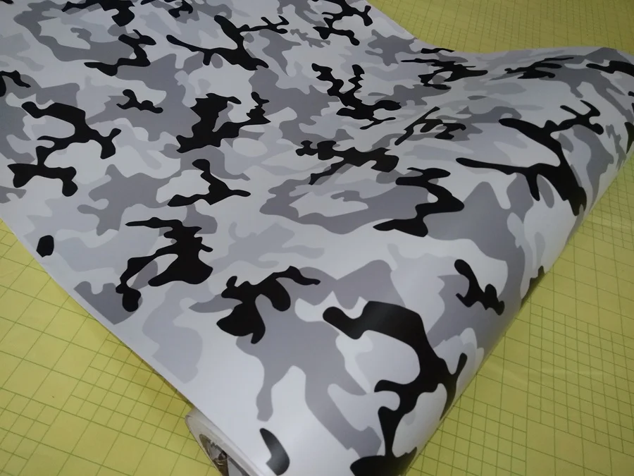 BLACK WHITE GREY SNOW CAMO VINYL CAR WRAPPING FILM STICKER (5)