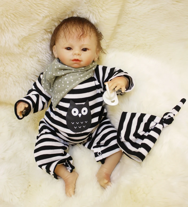 Soft Body Silicone Reborn Boy Baby Doll Toy 45cm Cute Vinyl Newborn Babies Dolls Kids Birthday Gift Present Girl Play House Toy