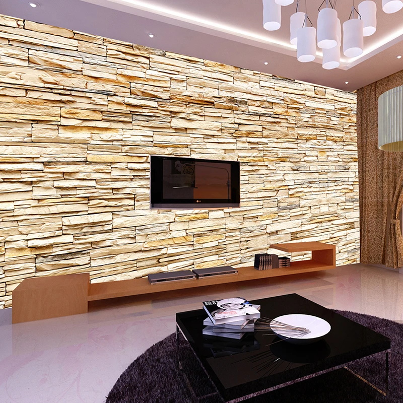 Włókniny mody 3d kamienia cegły tapety ścienne do sofa do