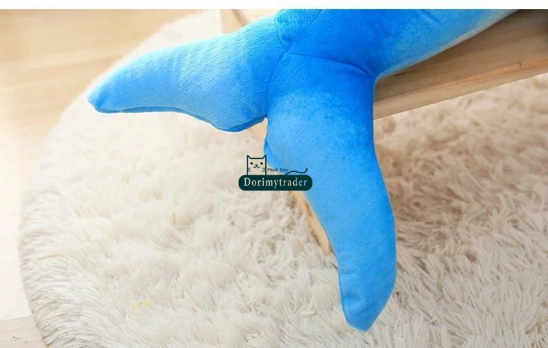 Dorimytrader NEW Lovely 120cm Big Simulated Animal Dolphin Plush Pillow Doll 47'' Soft Stuffed Blue Cartoon Dolphins Kids Play Toy DY60132 (1)