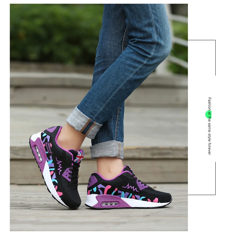 Женская летняя уличная спортивная обувь размера плюс, светильник для бега на плоской подошве со шнуровкой, сетчатые дышащие кроссовки на платформе, амортизирующая обувь для предотвращения столкновений