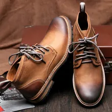 Hight Qualität Mens Echtes Leder Lace Up Lässige Cowboy Martin Stiefel Winter Super Warm Oxford Formale Kleid Schuhe