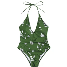 Itfabs Новинка глубокий v-образный вырез женские завязки цветок цельный бикини Монокини купальник мягкая пляжная одежда с открытой спиной для женщин