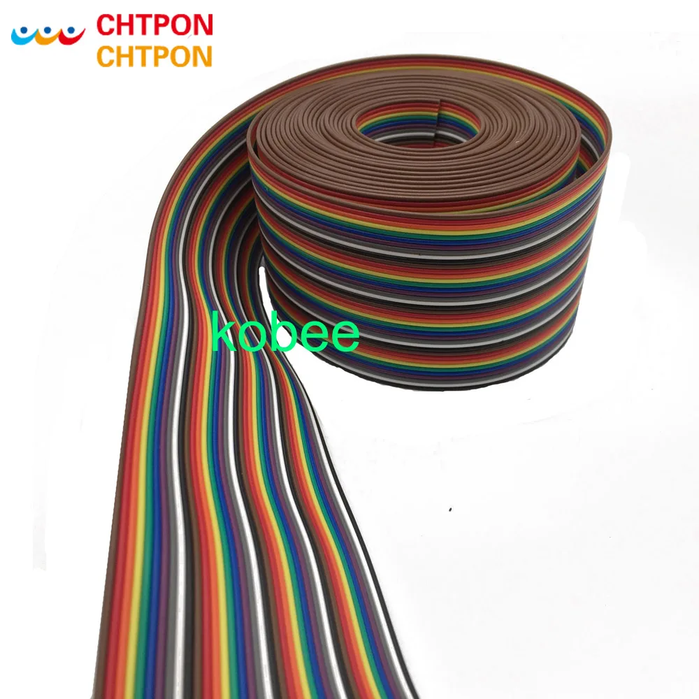 

1M 2M 3M 4M 5M 10M 40pin Dupont Wire Flat Color Rainbow Ribbon Cable Wire 1.17mm