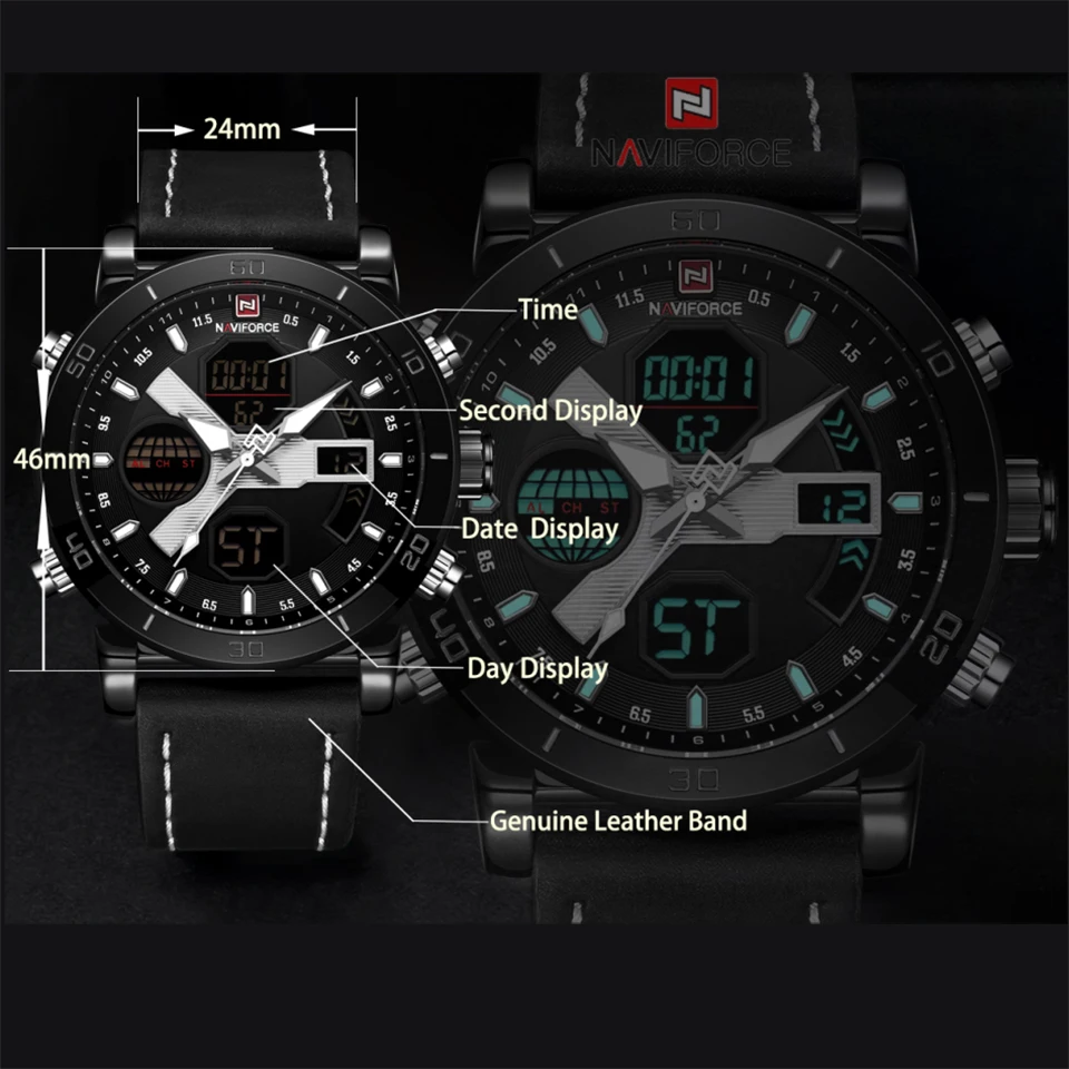 Часы NAVIFORCE мужские армейские спортивные водонепроницаемые аналоговые