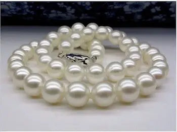 

New JAPANESE AKOYA PEARL NECKLACE 9-10mm White 18inch AAAAA+