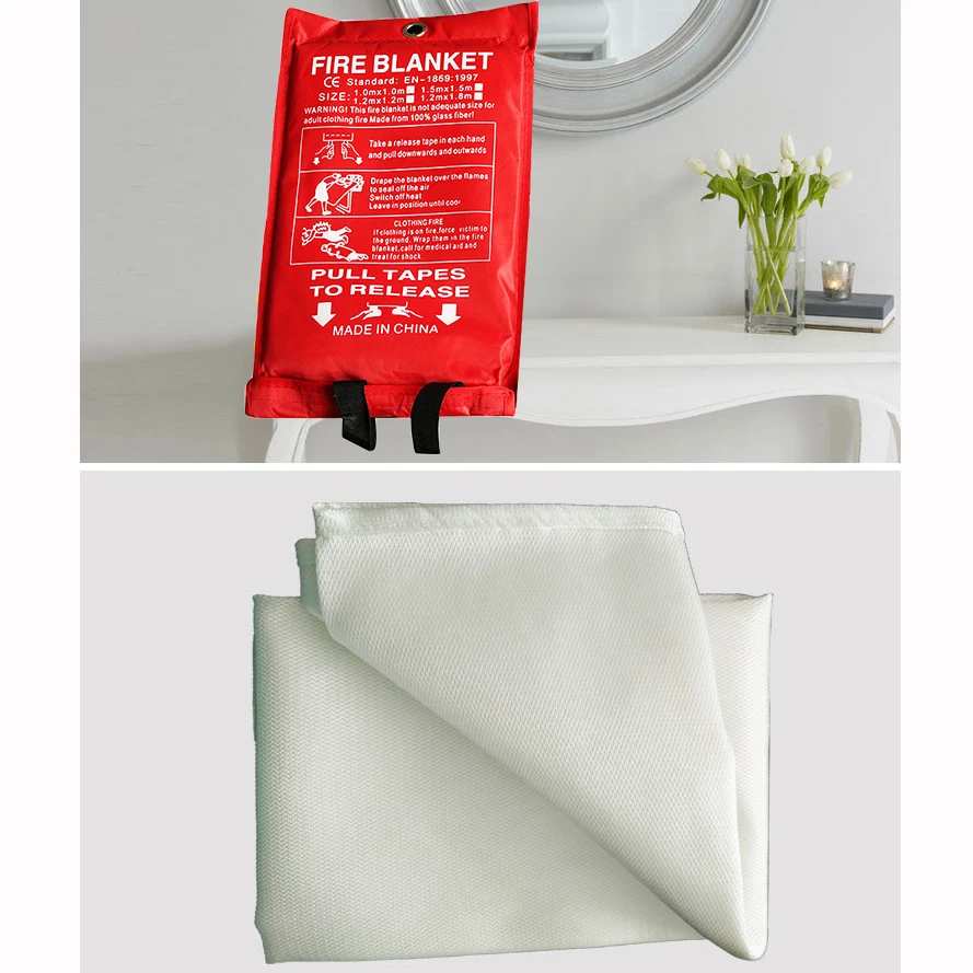1m X 1m Fire Blanket Emergency Survival Escape Blanket Fiberglass Flame Retardant Safety Cover Fire Extinguishing Supplies
