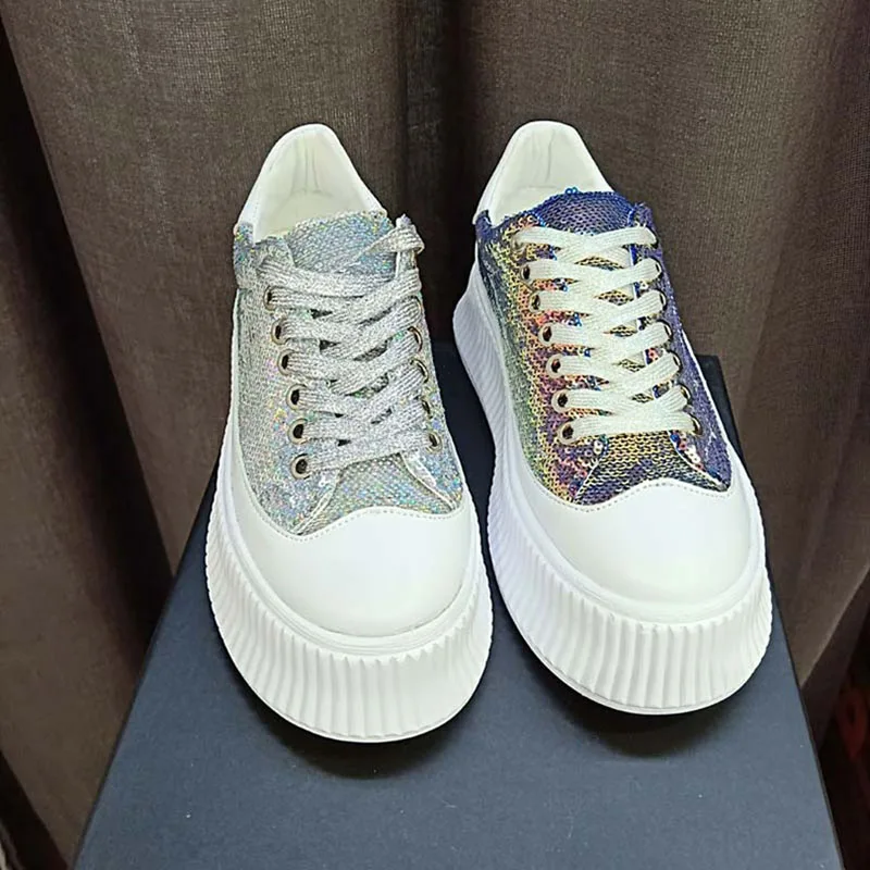 Non Noires Décontracté Black Mode Chaussures Plat Sneakers Printemps purple pink Femme Automne Femmes 2019 white Bling Sport candycolor forme Blanches Plate slip De Pour Dames silvery Yyb7f6gv