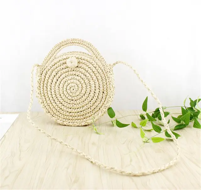 round straw beach bag