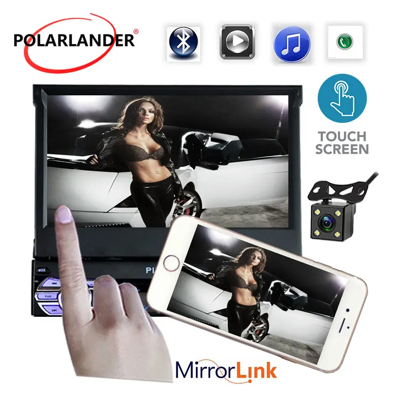 1 Din 7 ''автомобильный магнитола HD сенсорный экран Bluetooth 12 В USB/SD/AUX/EQ/FM/TFT Авторадио поддержка Mirrorlink камера заднего вида