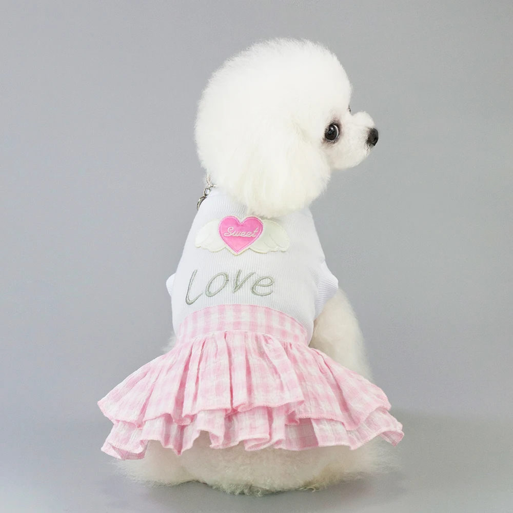 Dog Dress Clothes Love Heart Summer Stripe Skirt Dog Dresses for Small Dogs Pets Cats Puppy Cotton Clothing Fun and Cute (12)