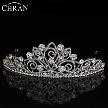 CHRAN Wedding Hair Jewelry Accessories Crystal Headband Tiaras Promotion Brand Costume Jewelry Silver Plated Flower Bridal Crown